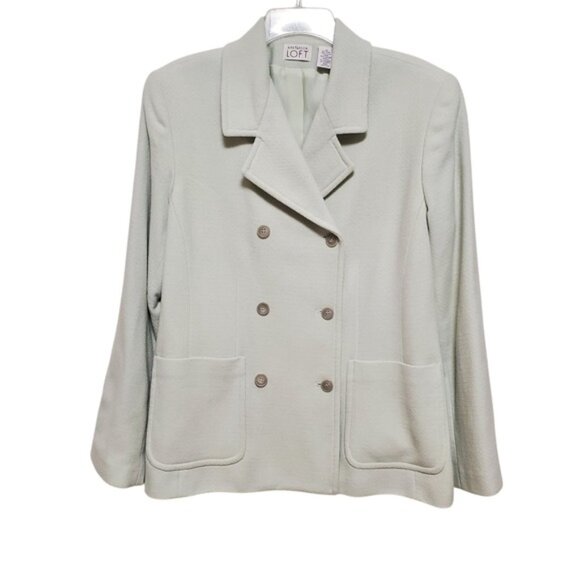 Ann Taylor Loft Wool Jacket Mint Green Double Breasted with Pockets - Picture 10 of 10